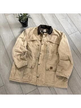 VTG Carhartt Blanket Lined Jacket Men Sz XL CB2595 Workwear Distressed USA Made